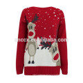 15CS0002 jumper de camisola de Natal de padrão rena com luzes LED